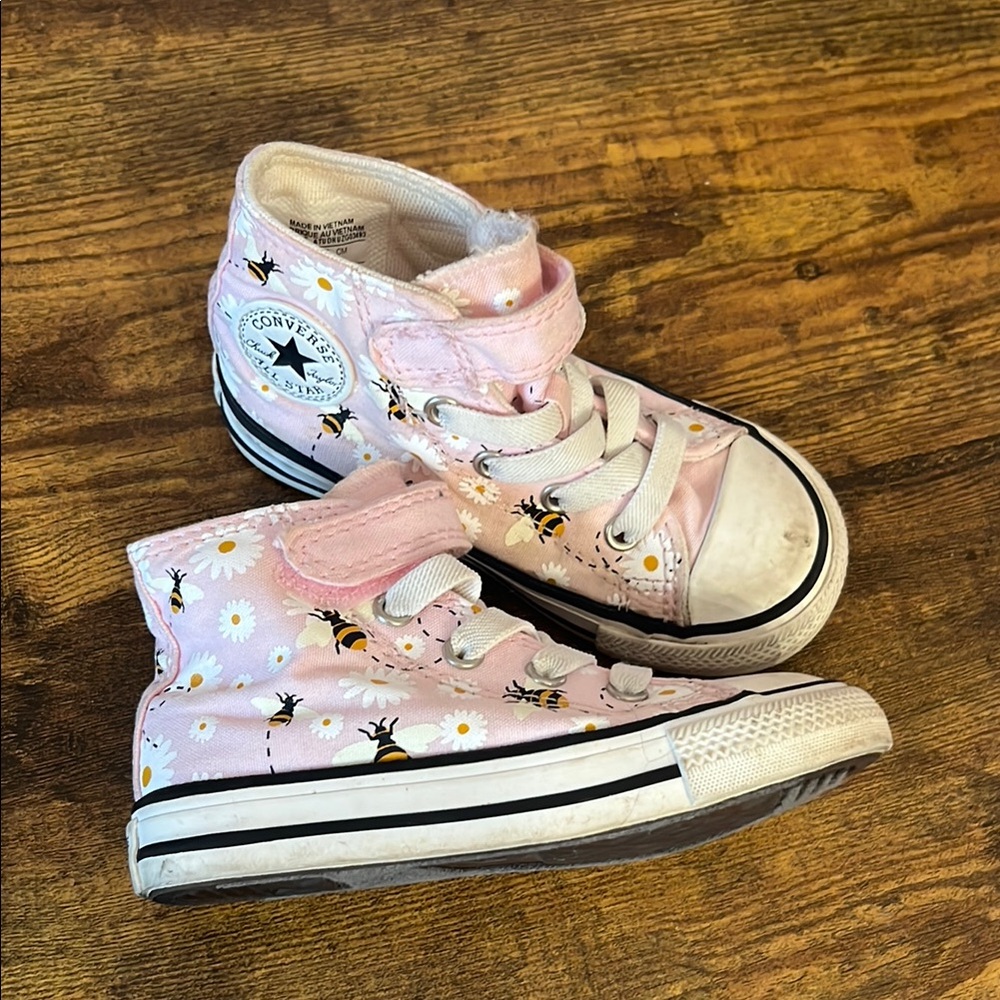 Converse Pink High-Top Sneakers with Glittery Finish